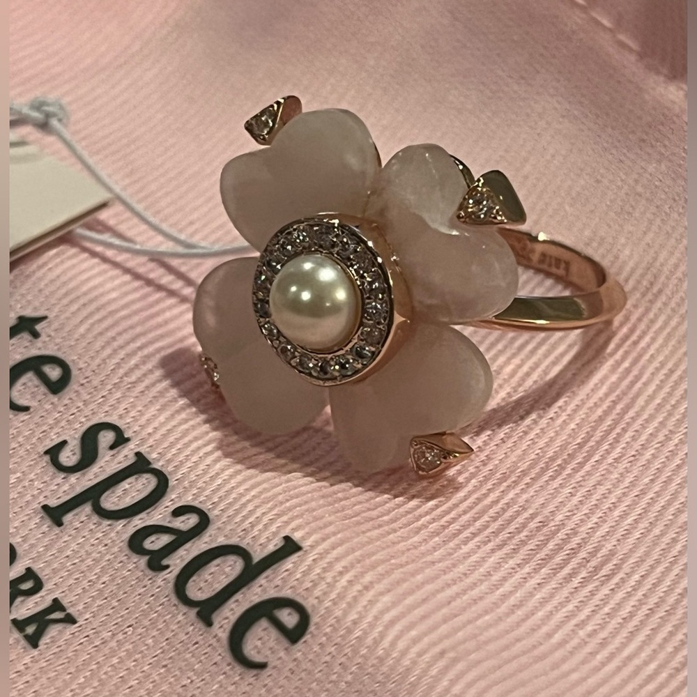 Kate Spade Pink Flower Pearl Ring
